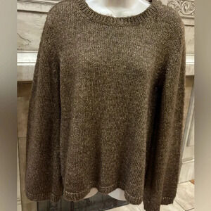 Ann Taylor Brown Gold Metallic Oversized Sweater Size Small